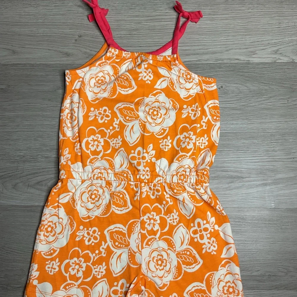 NWT Gymboree Orange Floral‎ Romper Size 7